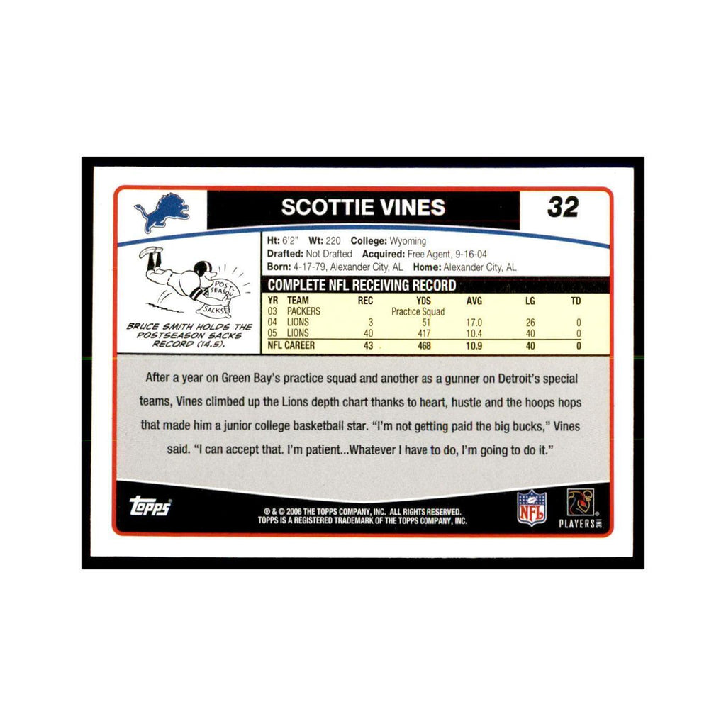 Scottie Vines 2006 Topps #32 Football Cards Football Card NM
