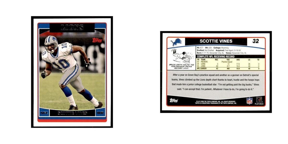 Scottie Vines 2006 Topps #32 Football Cards Football Card NM