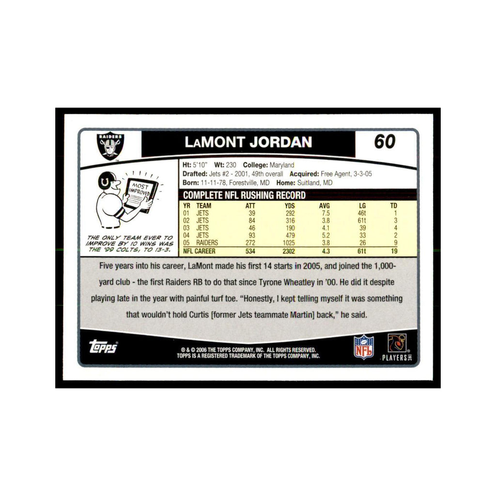 LaMont Jordan 2006 Topps #60 Football Cards Football Card NM