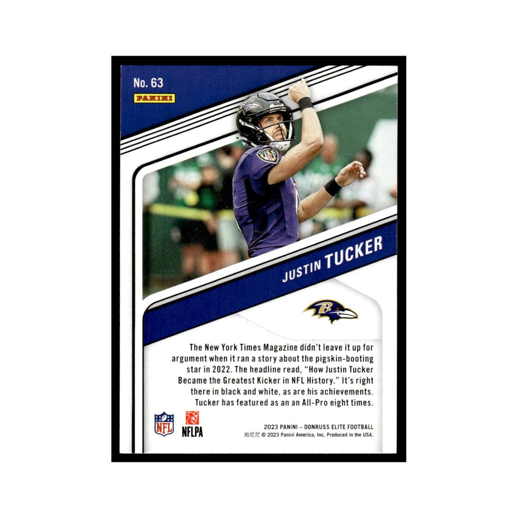 Justin Tucker 2023 Donruss Elite #63 Baltimore Ravens Football Card NM