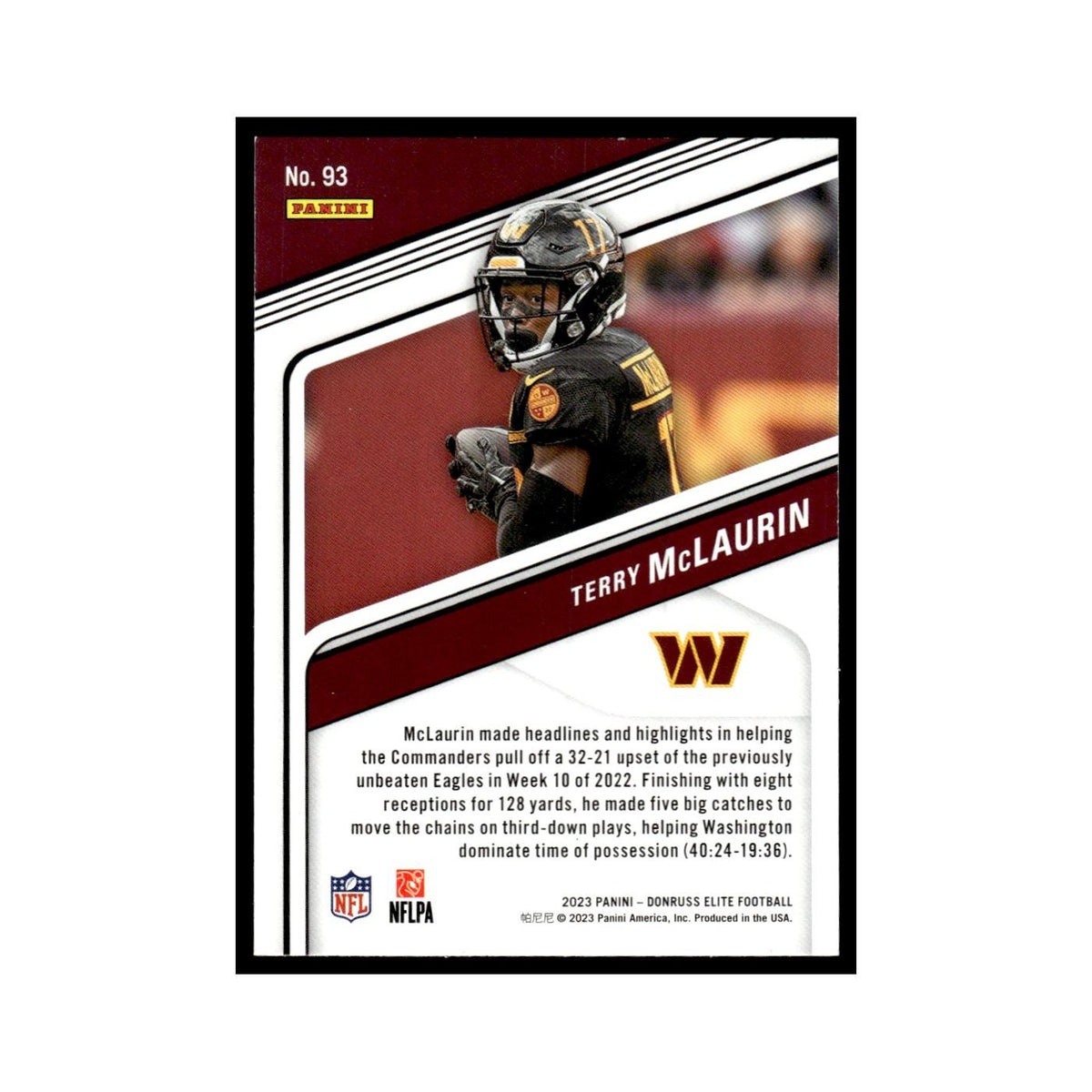 Terry McLaurin 2023 Donruss Elite #93 Washington Commanders Football Card NM