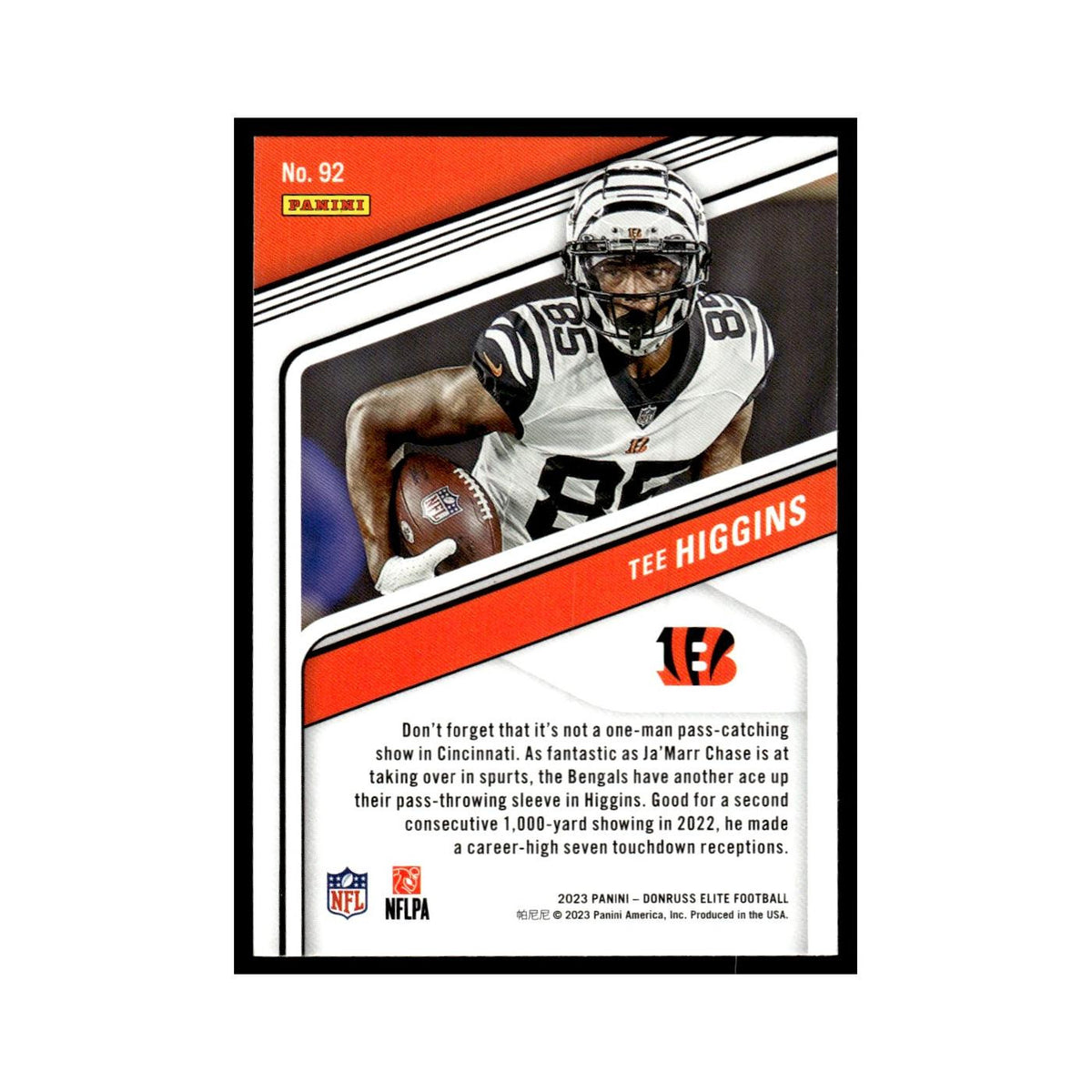 Tee Higgins 2023 Donruss Elite #92 Cincinnati Bengals Football Card NM