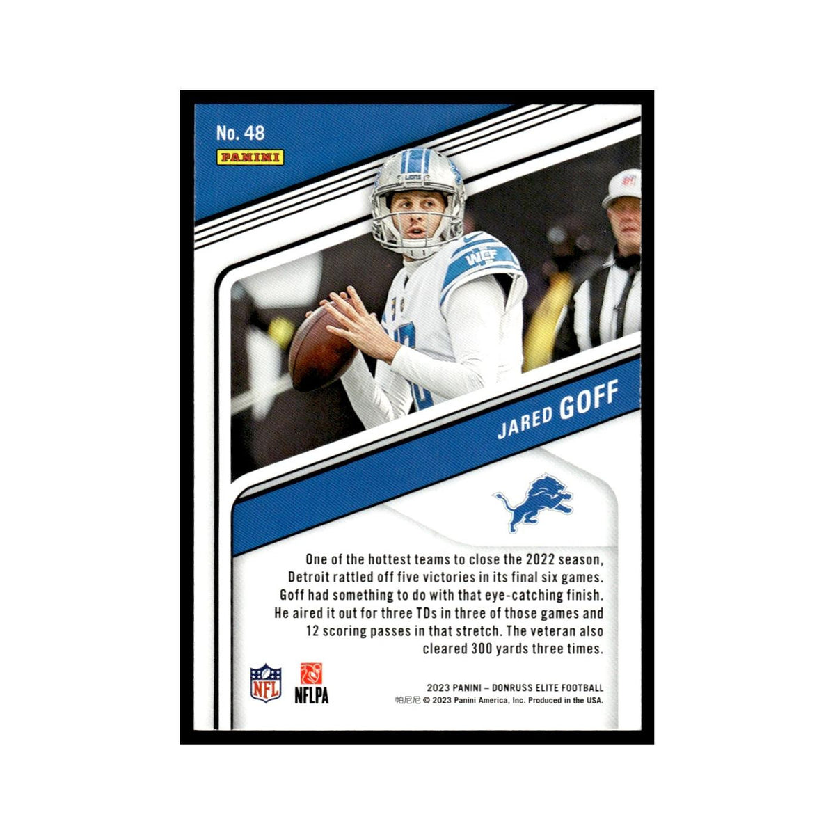 Jared Goff 2023 Donruss Elite #48 Detroit Lions Football Card NM