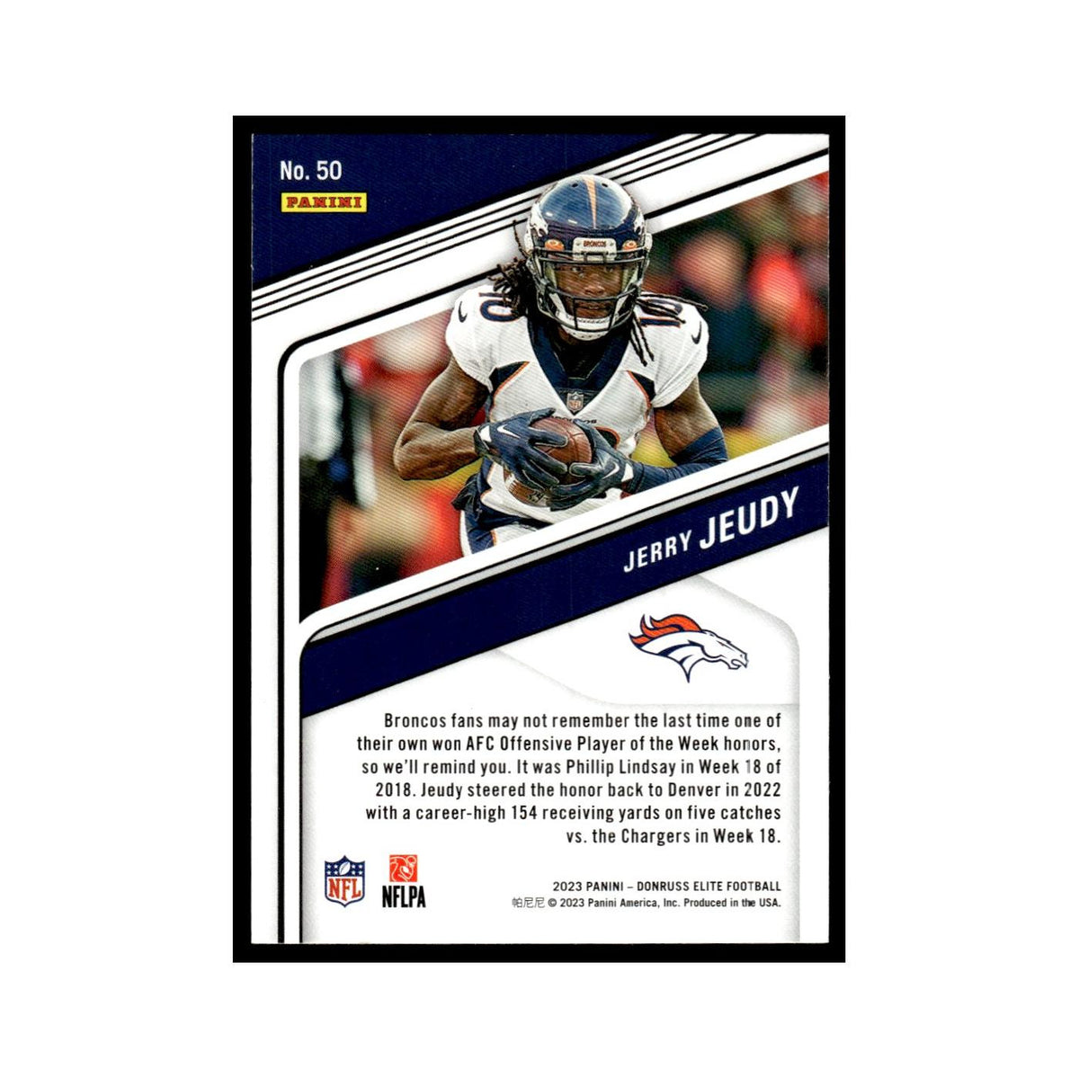 Jerry Jeudy 2023 Donruss Elite #50 Denver Broncos Football Card NM