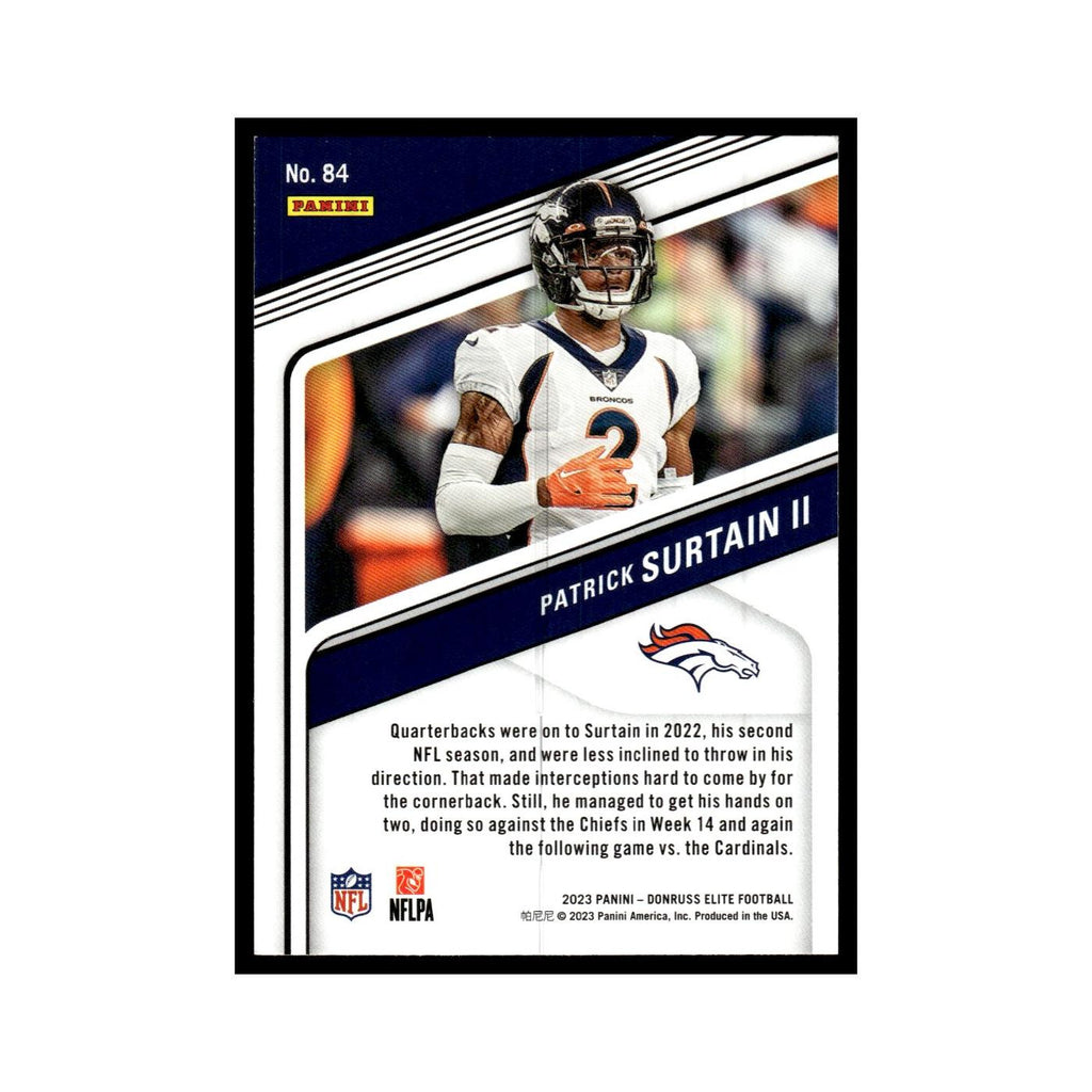 Patrick Surtain II 2023 Donruss Elite #84 Denver Broncos Football Card NM