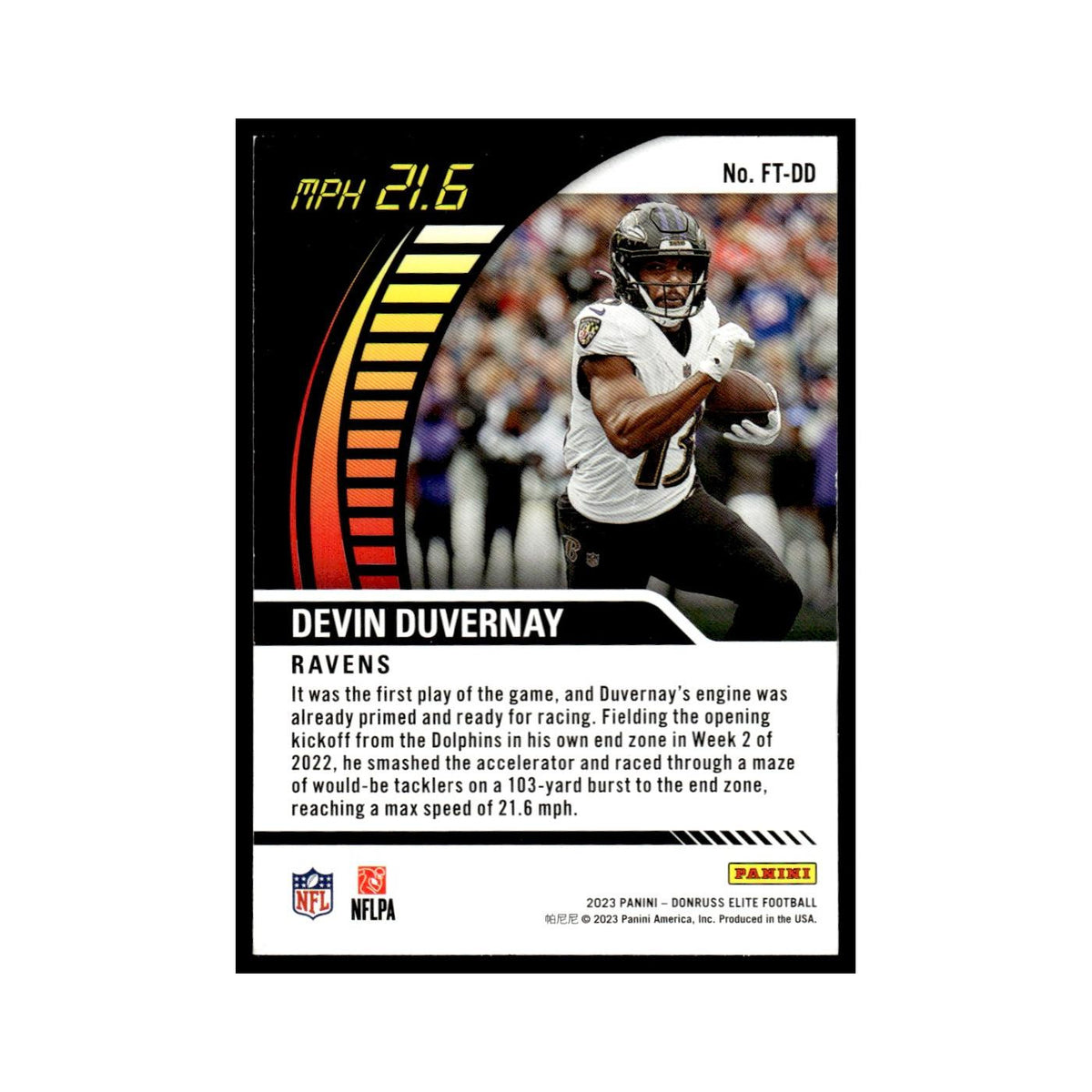 Devin Duvernay 2023 Donruss Elite #FT-DD Baltimore Ravens Football Card NM