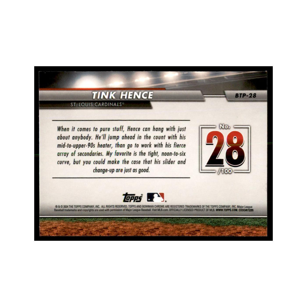 Tink Hence 2024 Bowman Chrome #BTP-28 Baseball Cards Baseball Card NM