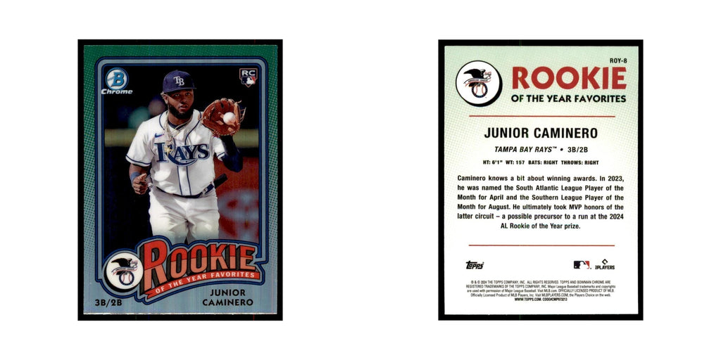 Junior Caminero Rookie 2024 Bowman Chrome #RDY-8 Baseball Cards Baseball Card NM