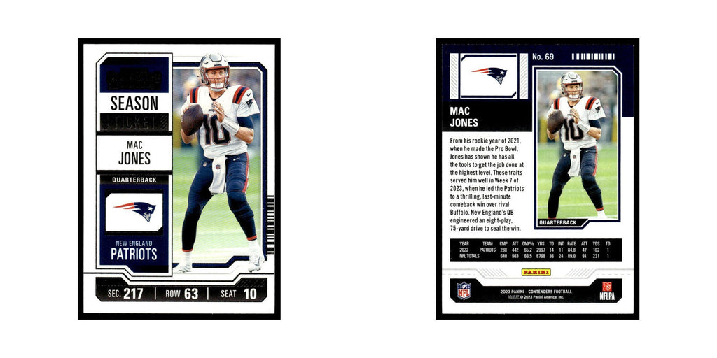 Mac Jones 2023 Panini Contenders #69 New England Patriots Football Card NM