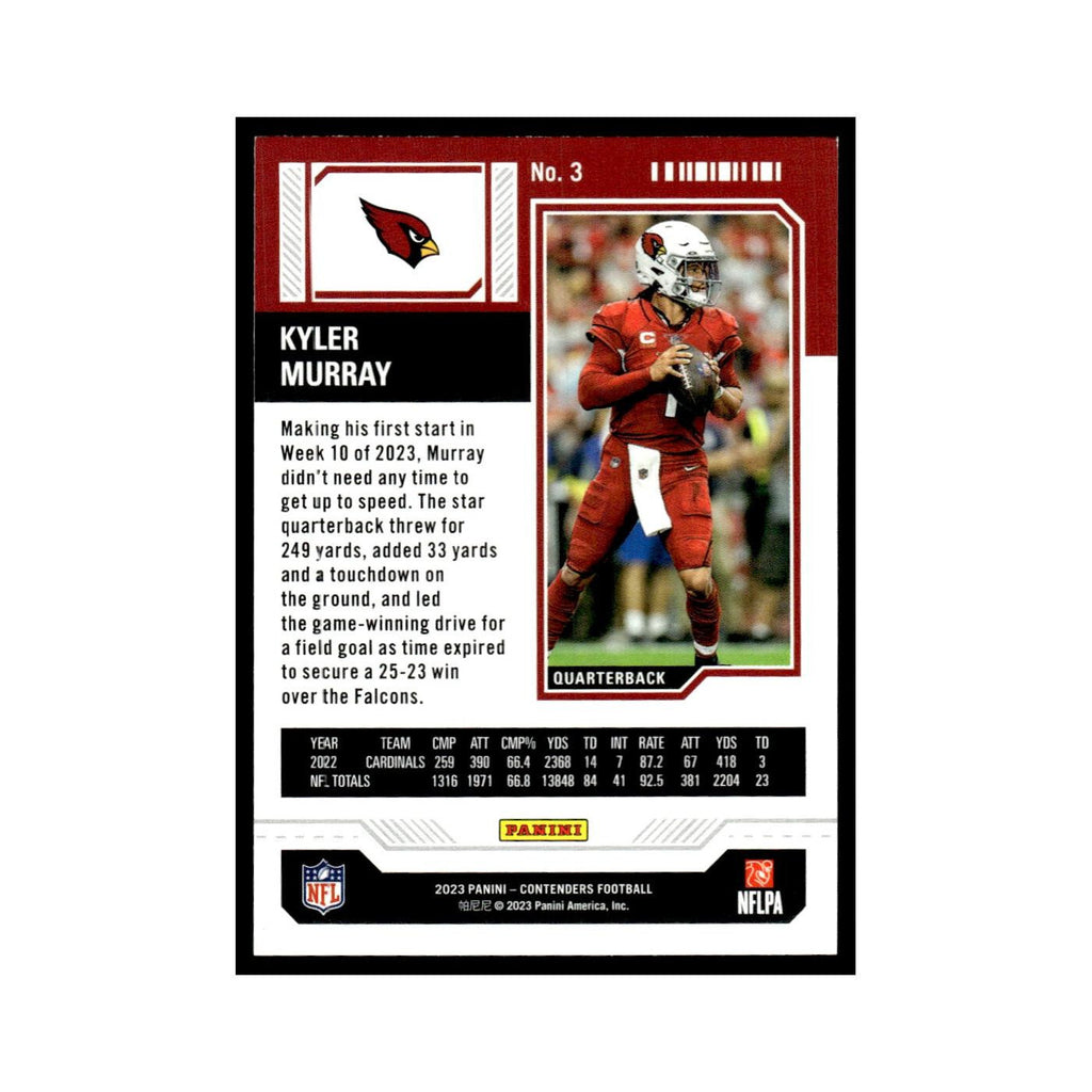 Kyler Murray 2023 Panini Contenders #3 Arizona Cardinals Football Card NM
