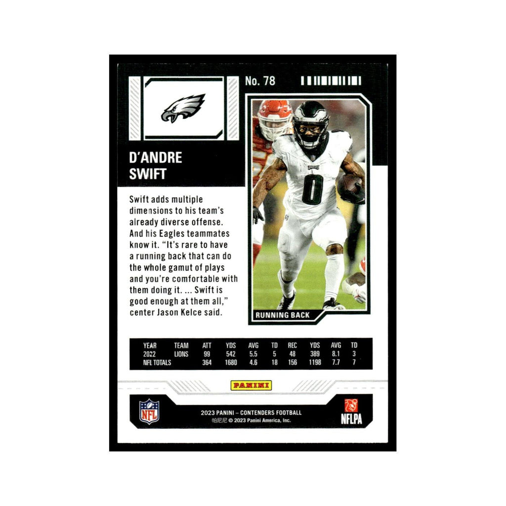 D'Andre Swift 2023 Panini Contenders #78 Philadelphia Eagles Football Card NM