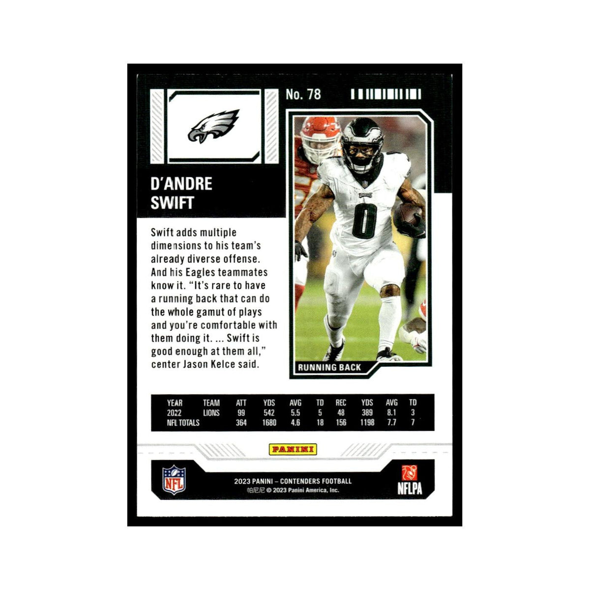 D'Andre Swift 2023 Panini Contenders #78 Philadelphia Eagles Football Card NM
