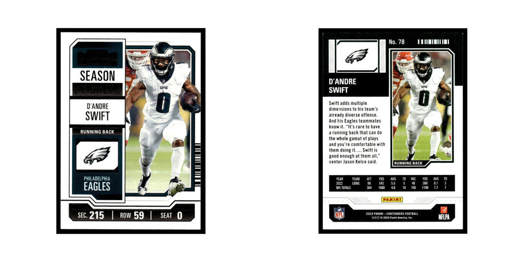 D'Andre Swift 2023 Panini Contenders #78 Philadelphia Eagles Football Card NM
