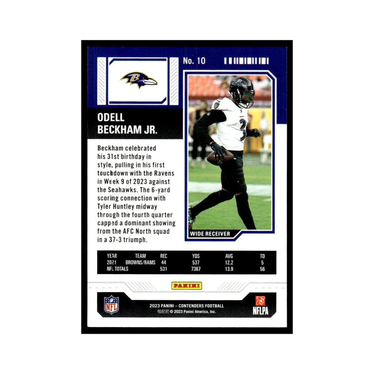Odell Beckham Jr. 2023 Panini Contenders #10 Baltimore Ravens Football Card NM