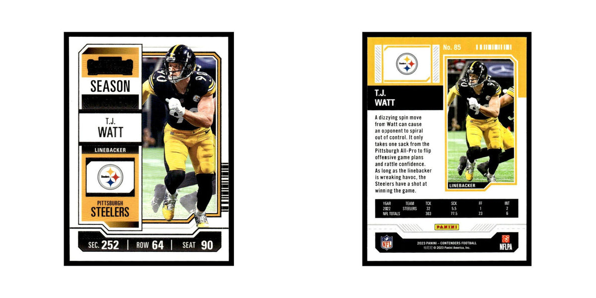 T.J. Watt 2023 Panini Contenders #85 Pittsburgh Steelers Football Card NM