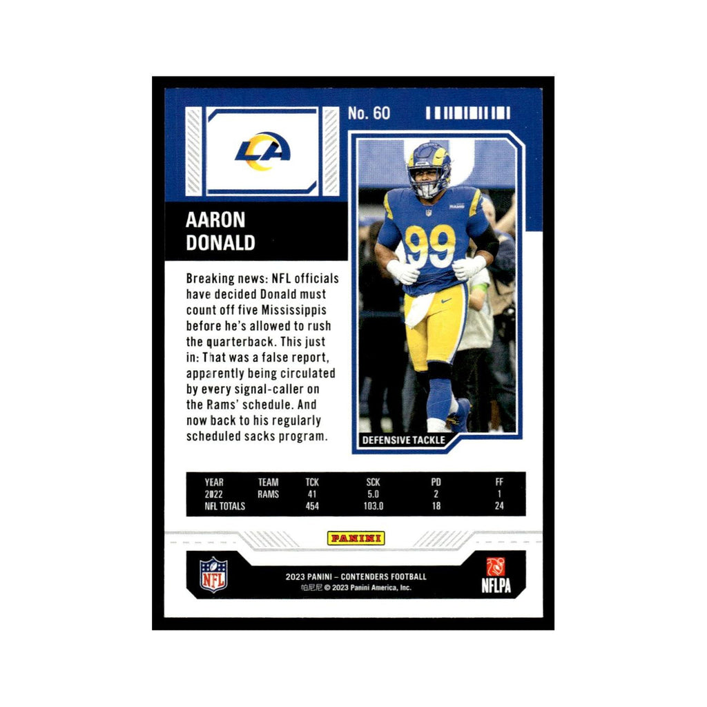 Aaron Donald 2023 Panini Contenders #60 Los Angeles Rams Football Card NM