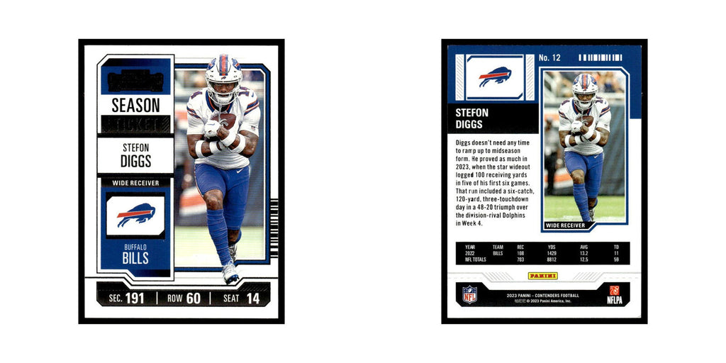 Stefon Diggs 2023 Panini Contenders #12 Buffalo Bills Football Card NM