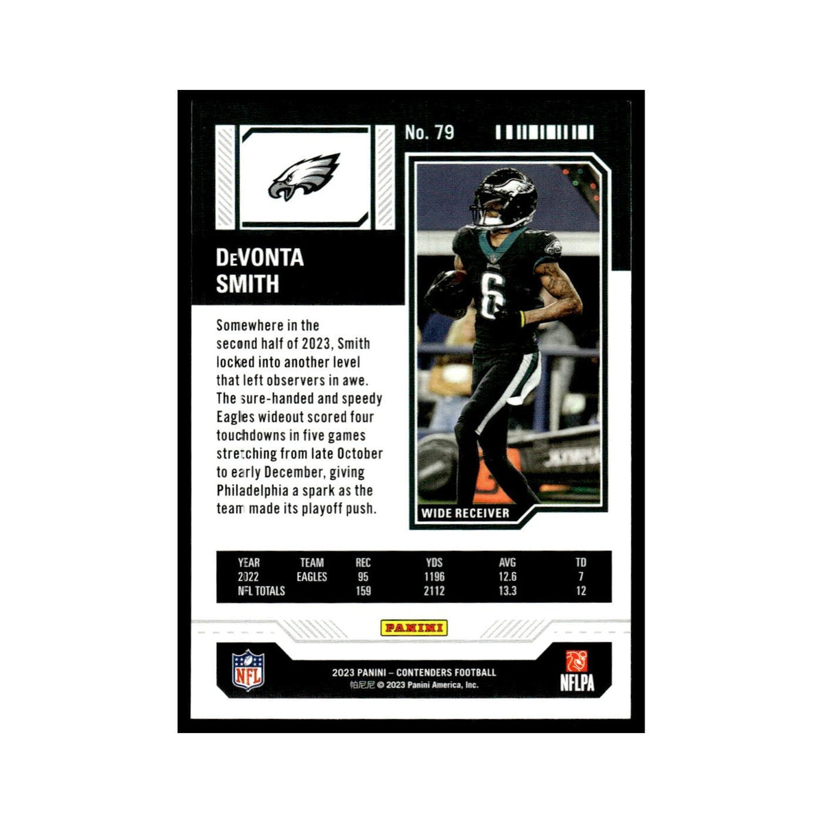 DeVonta Smith 2023 Panini Contenders #79 Philadelphia Eagles Football Card NM