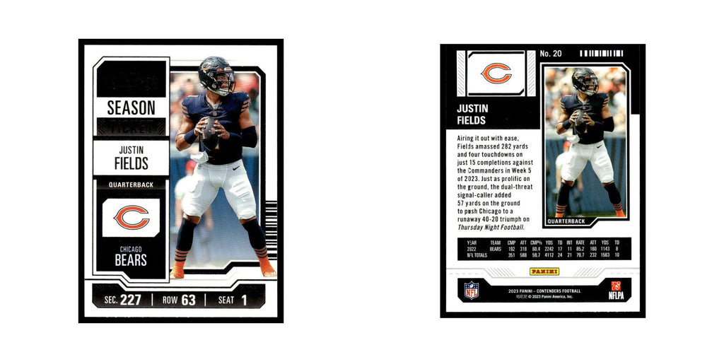 Justin Fields 2023 Panini Contenders #20 Chicago Bears Football Card NM