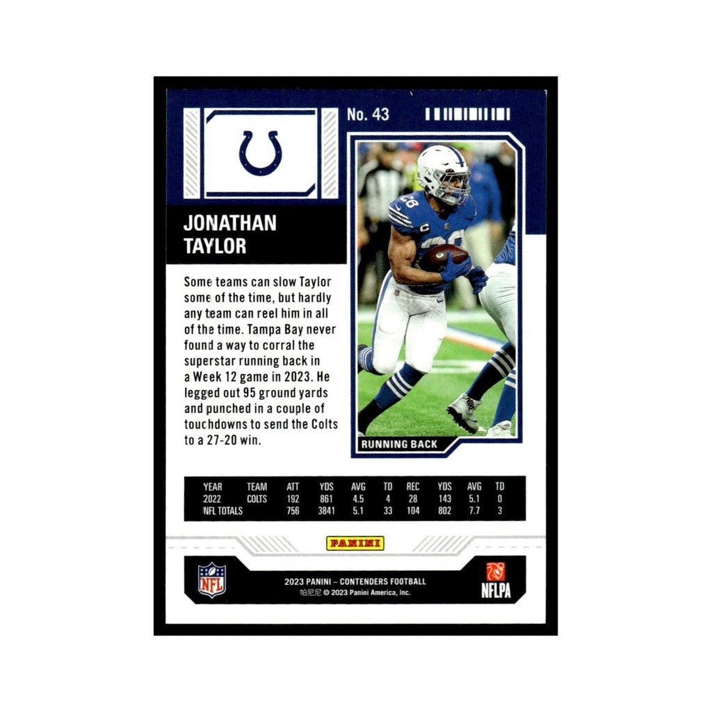 Jonathan Taylor 2023 Panini Contenders #43 Indianapolis Colts Football Card NM
