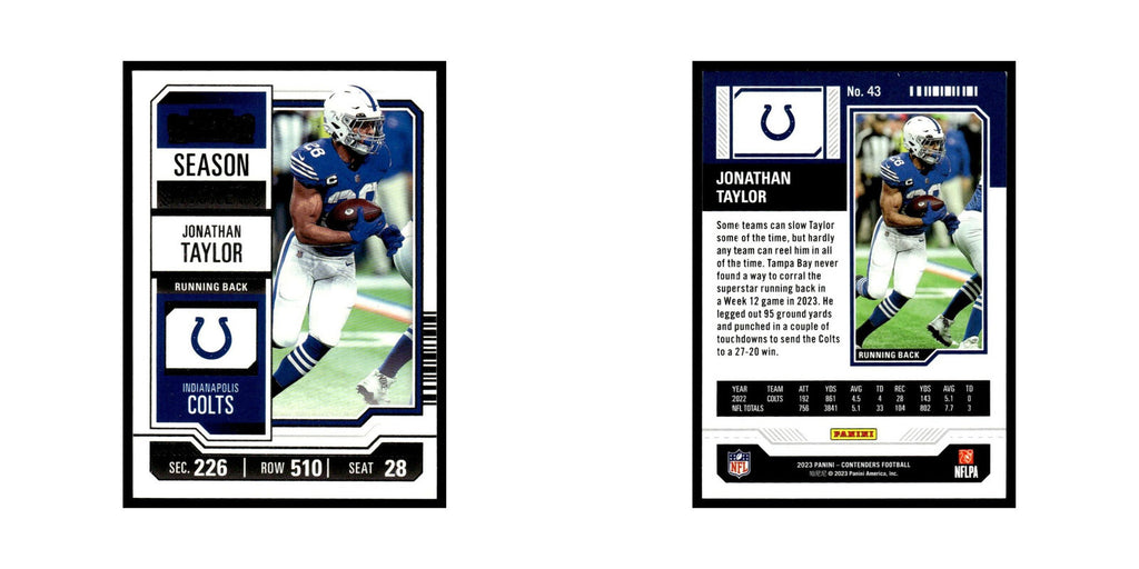 Jonathan Taylor 2023 Panini Contenders #43 Indianapolis Colts Football Card NM