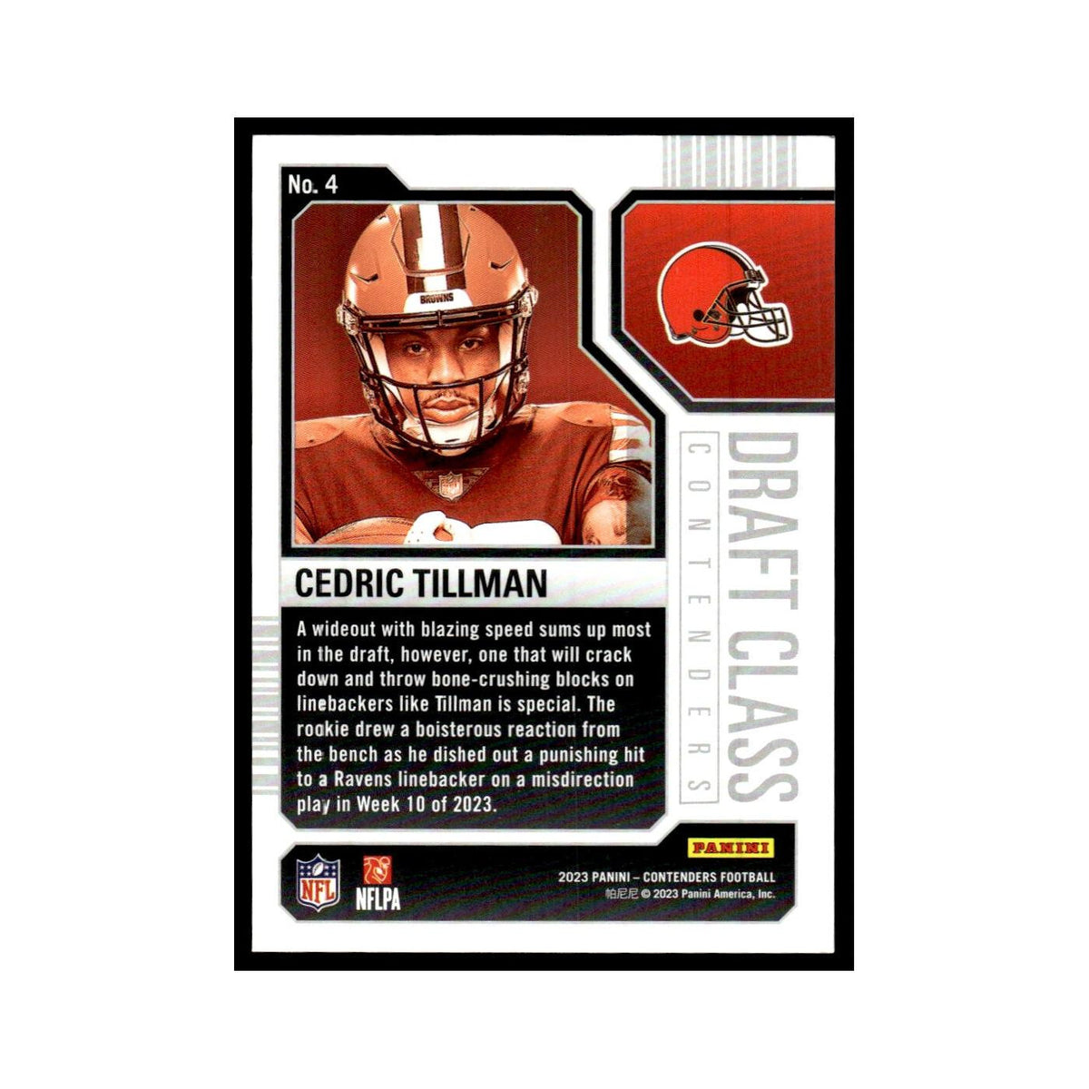 Cedric Tillman 2023 Panini Contenders #4 Cleveland Browns Football Card NM