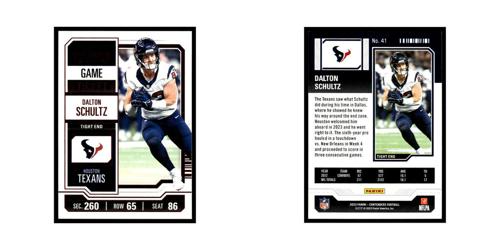 Dalton Schultz 2023 Panini Contenders #41 Houston Texans Football Card NM