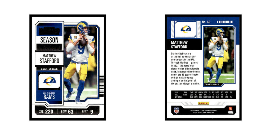 Matthew Stafford 2023 Panini Contenders #62 Los Angeles Rams Football Card NM