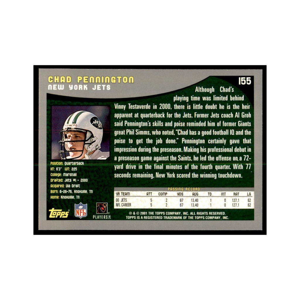 Chad Pennington 2001 Topps #155 Football Cards Football Card NM
