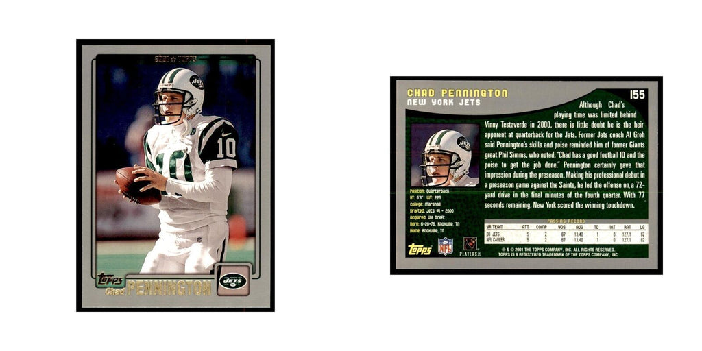 Chad Pennington 2001 Topps #155 Football Cards Football Card NM