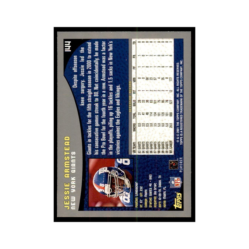 Jessie Armstead 2001 Topps #144 Football Cards Football Card NM