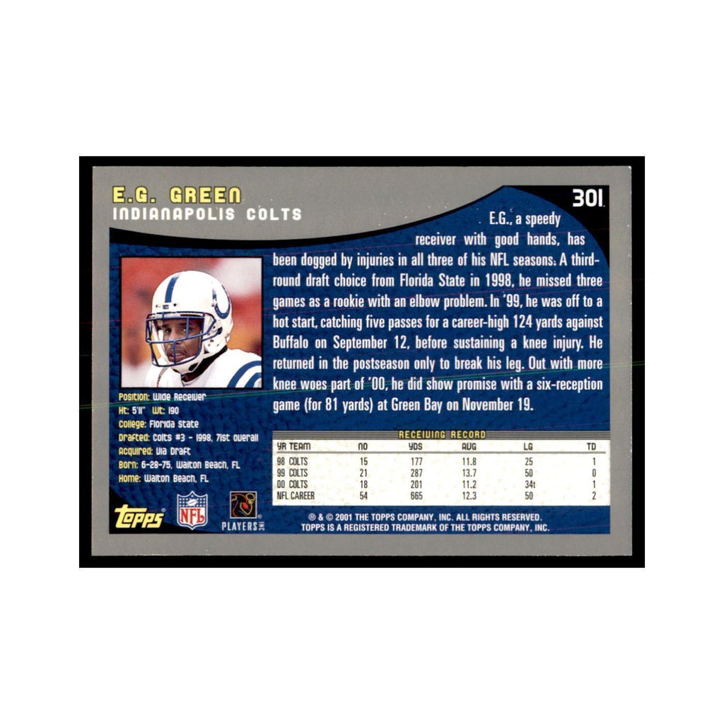 E.G. Green 2001 Topps #301 Football Cards Football Card NM