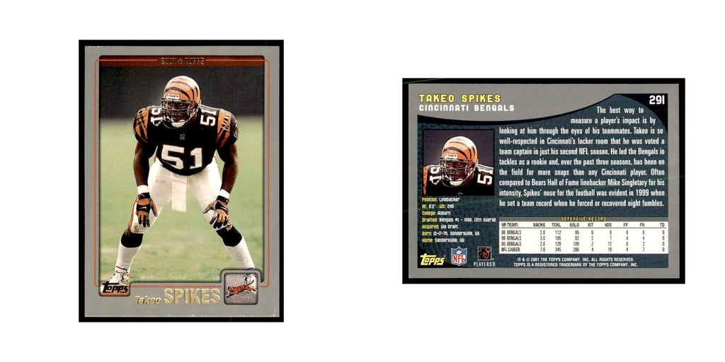 Takeo Spikes 2001 Topps #291 Football Cards Football Card NM