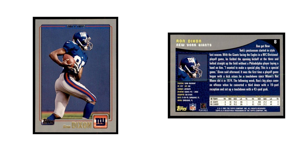 Ron Dixon 2001 Topps #8 Football Cards Football Card NM