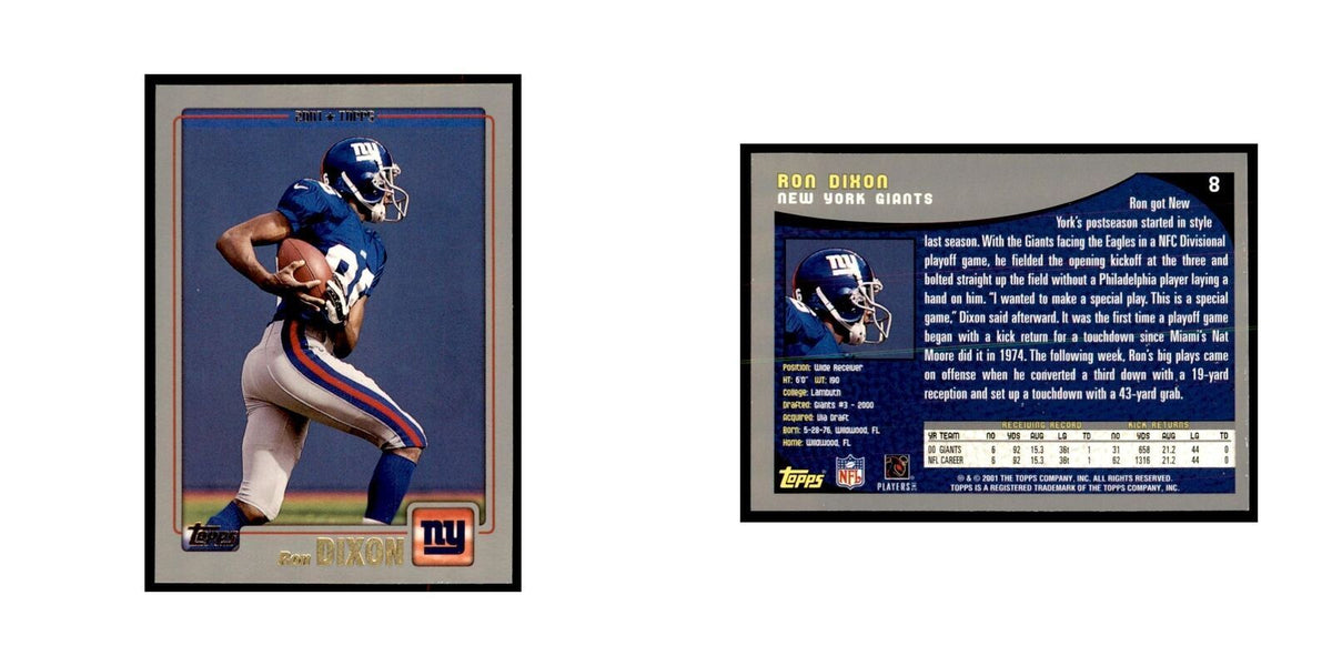 Ron Dixon 2001 Topps #8 Football Cards Football Card NM