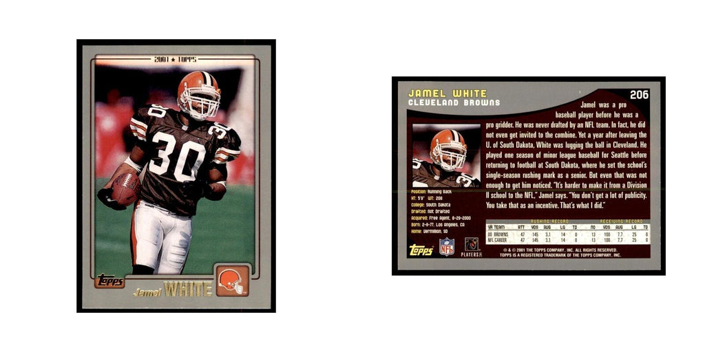 Jamel White 2001 Topps #206 Football Cards Football Card NM