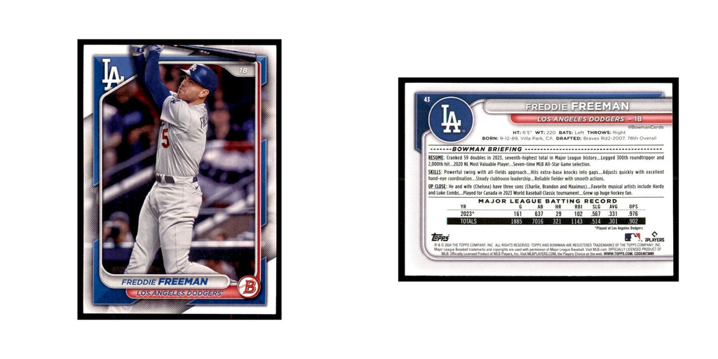 Freddie Freeman 2024 Bowman #43 Baseball Cards Baseball Card NM