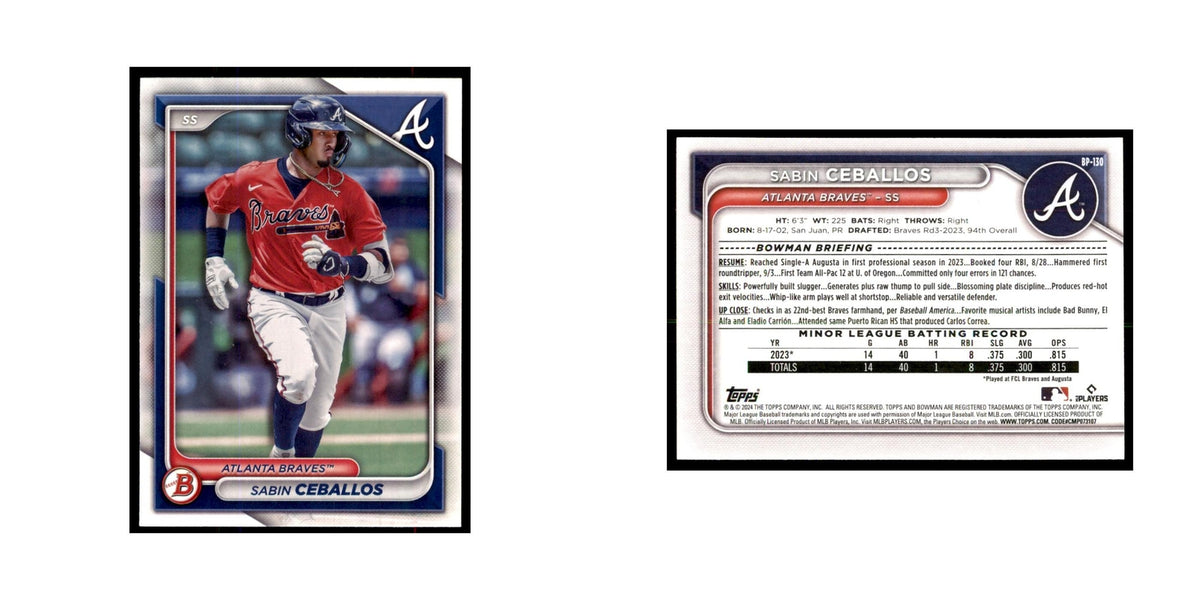 Sabin Ceballos 2024 Bowman Prospects #BP-130 Baseball Cards Baseball Card NM