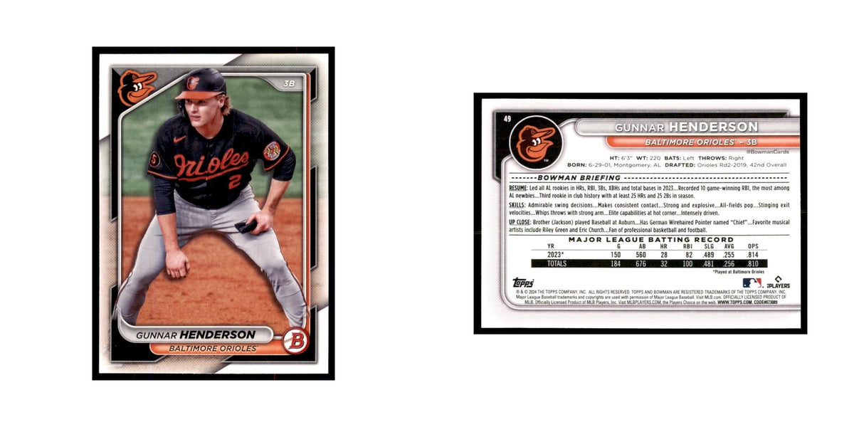 Gunnar Henderson 2024 Bowman #49 Baseball Cards Baseball Card NM