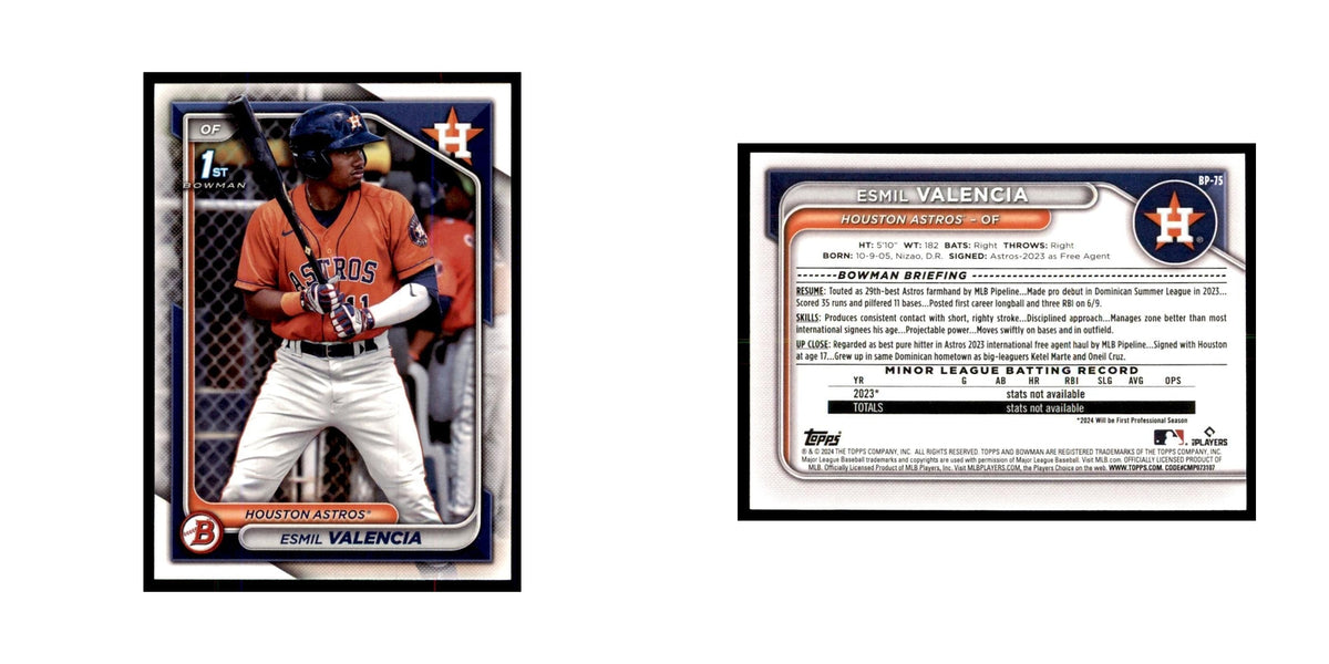 Esmil Valencia 2024 Bowman Prospects #BP-75 Baseball Cards Baseball Card NM