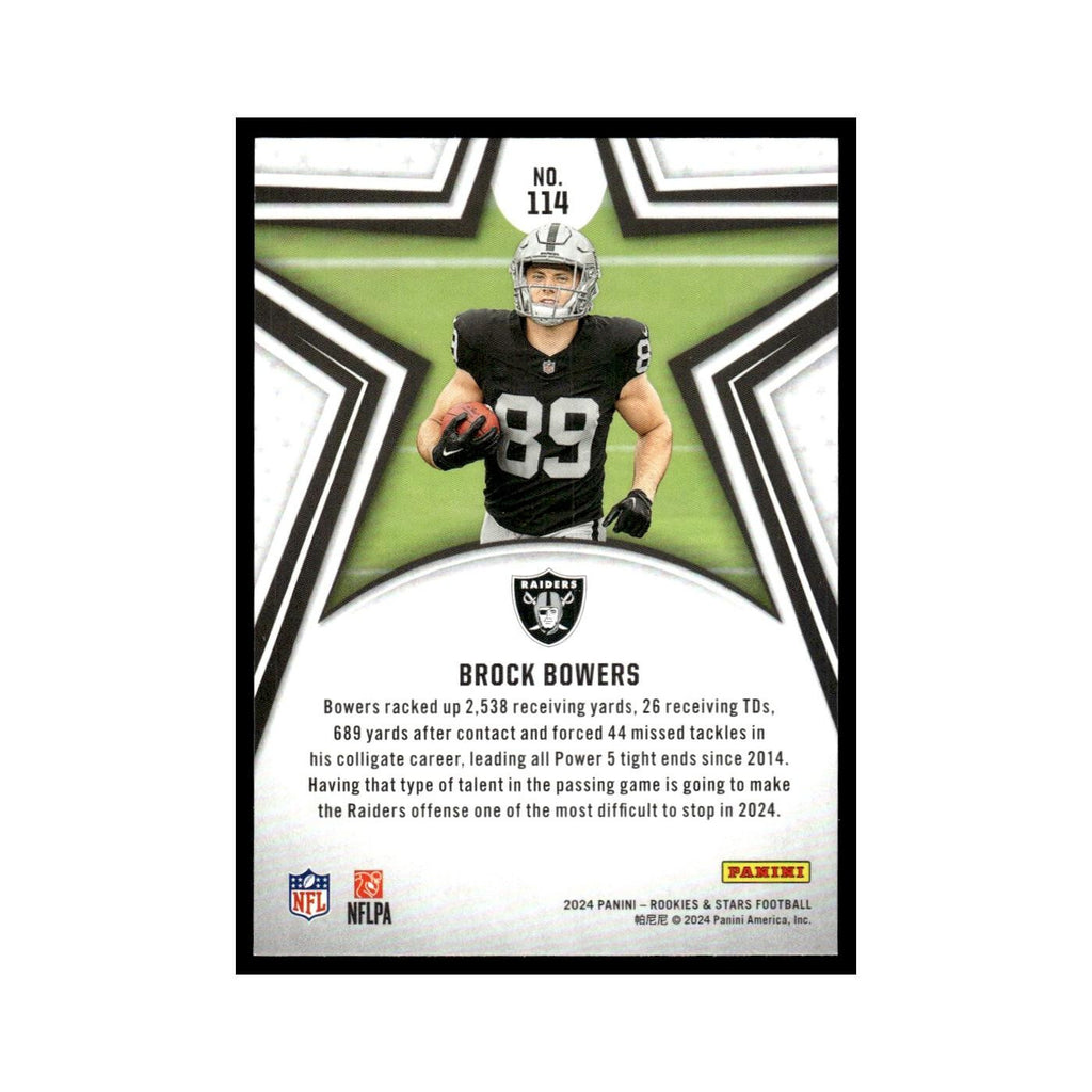 Brock Bowers 2024 Panini Rookies Stars #114 Las Vegas Raiders Football Card NM