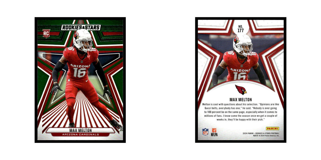 Max Melton 2024 Panini Rookies Stars #177 Arizona Cardinals Football Card NM