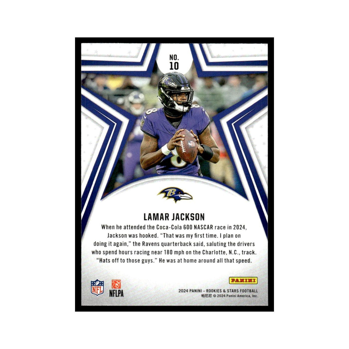 Lamar Jackson 2024 Panini Rookies Stars #10 Baltimore Ravens Football Card NM