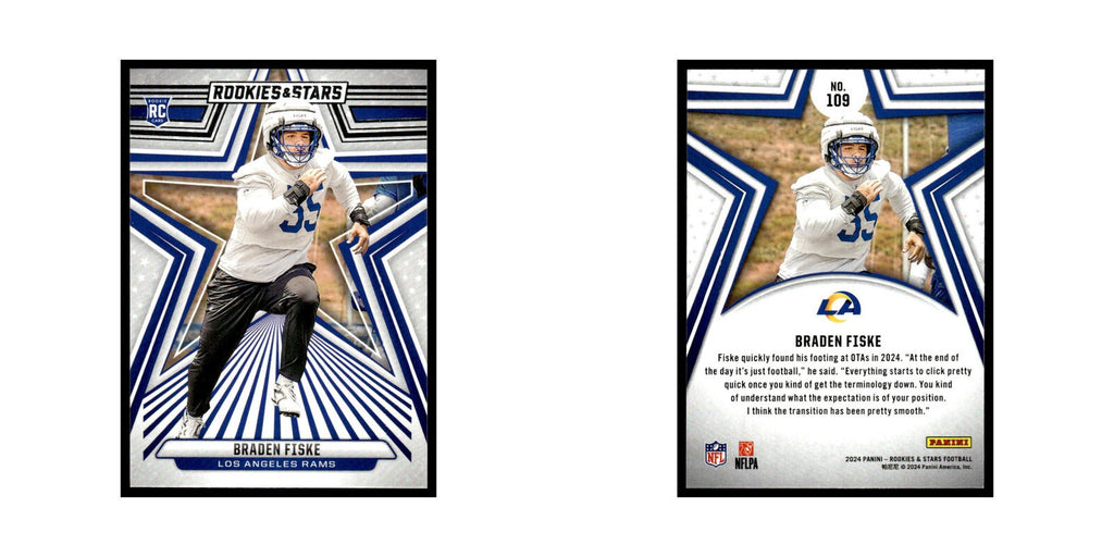 Braden Fiske 2024 Panini Rookies Stars #109 Los Angeles Rams Football Card NM