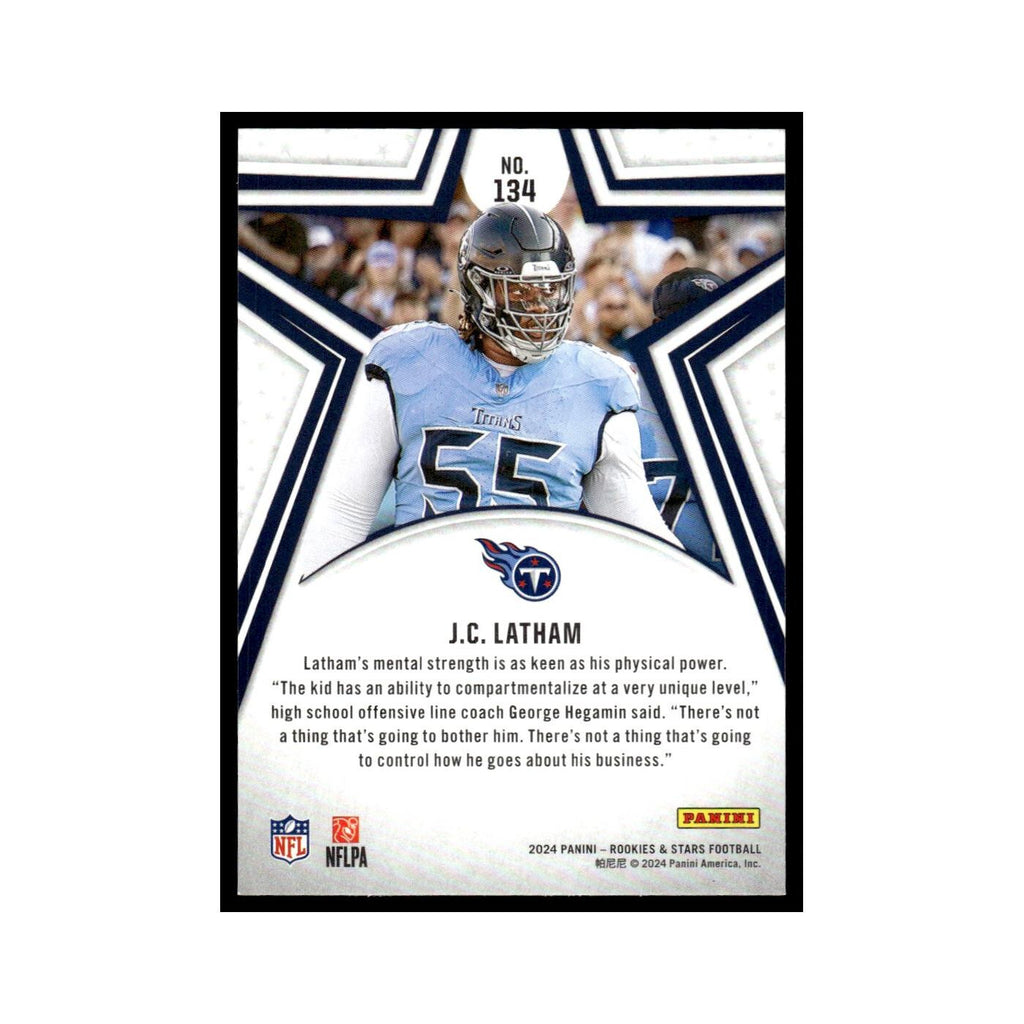 J.C. Latham 2024 Panini Rookies Stars #134 Tennessee Titans Football Card NM