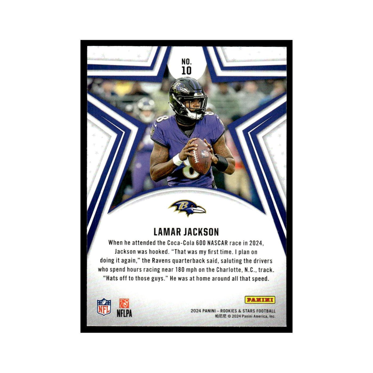 Lamar Jackson 2024 Panini Rookies Stars #10 Baltimore Ravens Football Card NM