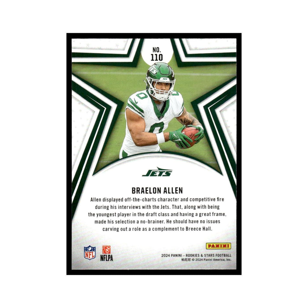 Braelon Allen 2024 Panini Rookies Stars #110 New York Jets Football Card NM