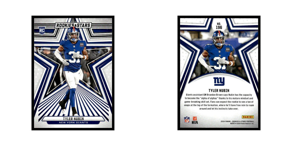 Tyler Nubin 2024 Panini Rookies Stars #196 New York Giants Football Card NM