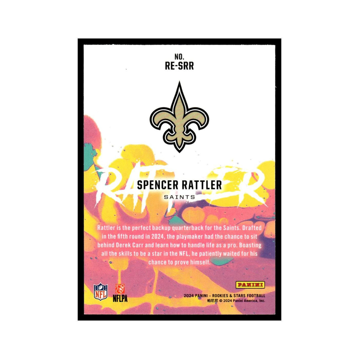 Spencer Rattler 2024 Panini Rookies Stars #RE-SRR New Orleans Saints NM