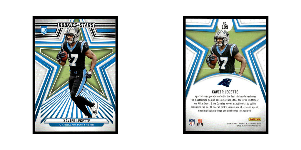 Xavier Legette 2024 Panini Rookies Stars #199 Carolina Panthers Football Card NM